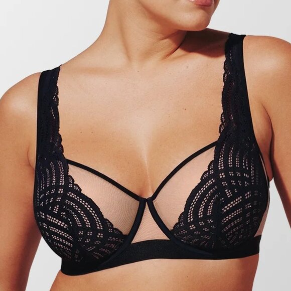 ThirdLove Women's Black‎ Deco Lace Unlined Sleek Fit Bra - Size 34F - Picture 1 of 5